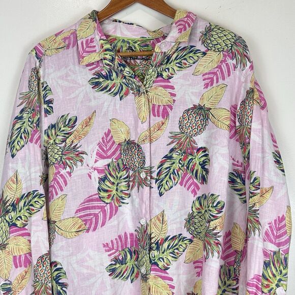 Tommy Bahama Women's Parc Linen Resort Coastal Tropical Camp Shirt Size XL Multi - Picture 3 of 13
